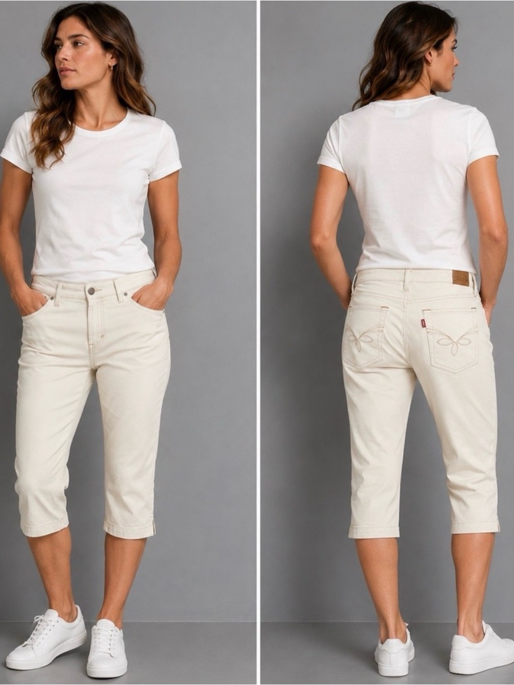 Levi’s 545 Women’s Cream Capri Jeans - Classic Mid Rise Fit